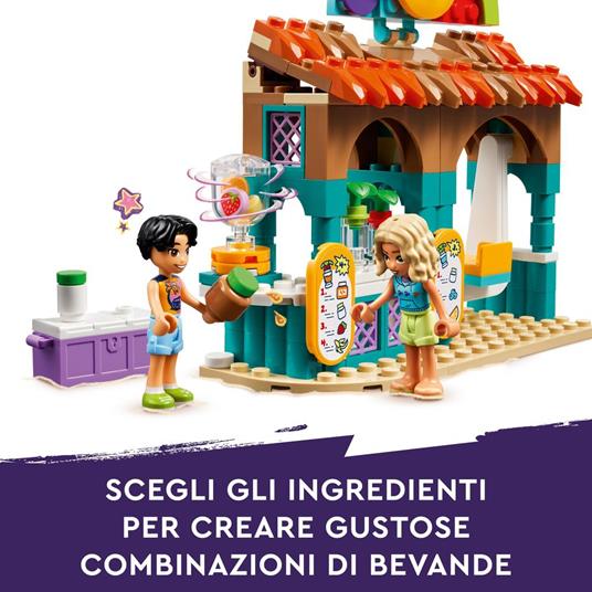 LEGO Friends 42625 Bancarella dei Frullati sulla Spiaggia, Giochi per Bambini 6+ con 2 Mini Bamboline, Buggy e Cibo Giocattolo - 4