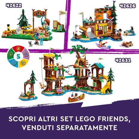 LEGO Friends 42626 Campo Avventura - Sport Acquatici, Giochi di Educativi per Bambini 7+ Anni con Molo e Campeggio Giocattolo - 8