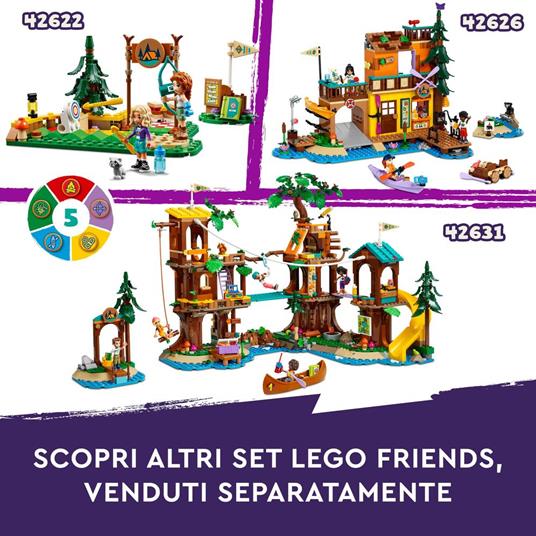 LEGO Friends 42626 Campo Avventura - Sport Acquatici, Giochi di Educativi per Bambini 7+ Anni con Molo e Campeggio Giocattolo - 8