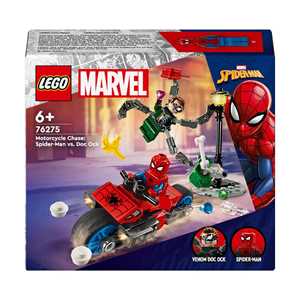Giocattolo LEGO Marvel 76275 Inseguimento Sulla Moto: Spider-Man vs. Doc Ock Motocicletta Giocattolo Spara Ragnatele per Bambini 6+ Anni LEGO