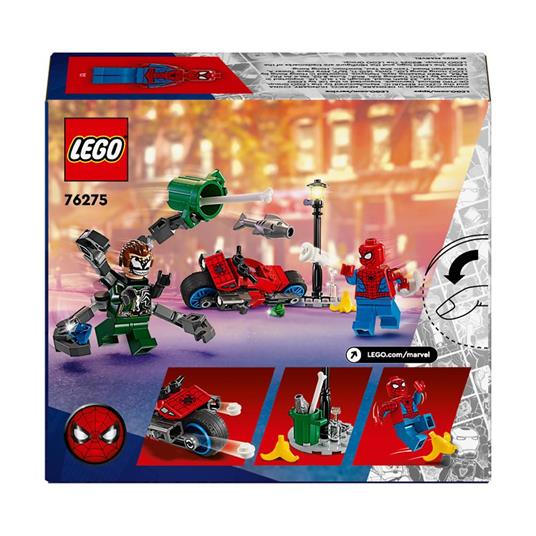 LEGO Marvel 76275 Inseguimento Sulla Moto: Spider-Man vs. Doc Ock Motocicletta Giocattolo Spara Ragnatele per Bambini 6+ Anni - 8