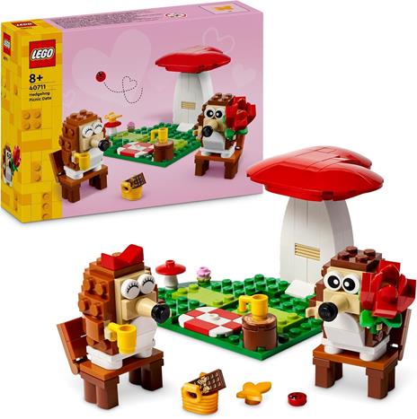 LEGO 40711 l'Appuntamento Romantico dei Ricci, Giochi Creativi per Bambini 8+ con 2 Animali Giocattolo, un Fungo e una Base