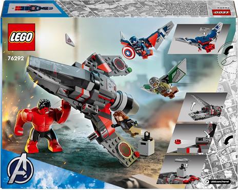 LEGO Marvel 76292 Battaglia Captain America vs. Hulk Rosso con Aereo Giocattolo e Minifigure dei Supereroi, Giochi Bambini 8+ - 6