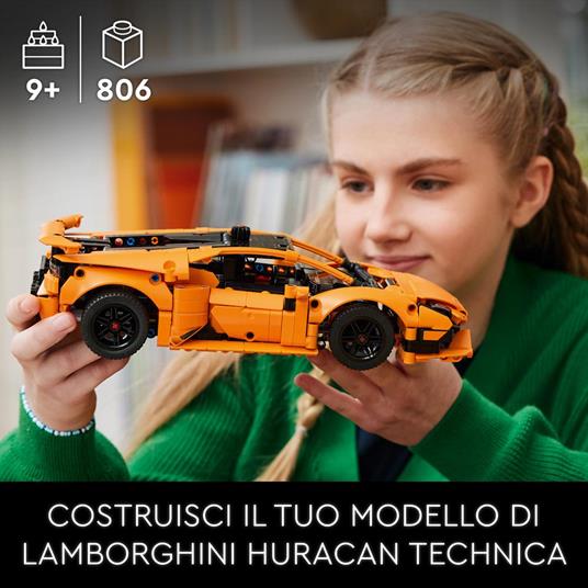 LEGO 42196 Technic Lamborghini Huracán Tecnica Arancione, Modellino di Auto da Costruire, Macchina Giocattolo per Bambini 9+ - 2