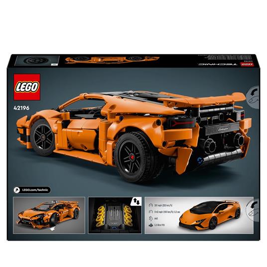 LEGO 42196 Technic Lamborghini Huracán Tecnica Arancione, Modellino di Auto da Costruire, Macchina Giocattolo per Bambini 9+ - 5