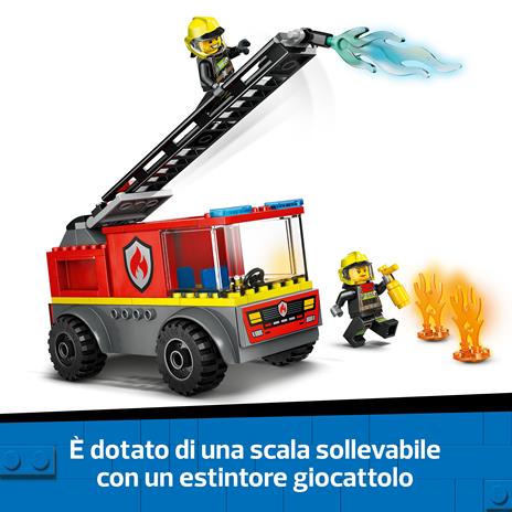 LEGO City 60463 Autopompa con Scala, Camion Giocattolo dei Pompieri con 2 Minifigure, Giochi Educativi per Bambini da 4 Anni - 4