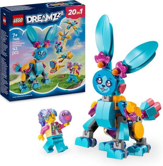 LEGO DREAMZzz 71488 Avventure Animali Creative di Bunchu, Giochi per Bambini 7+, Coniglio Giocattolo Trasformabile 20 in 1