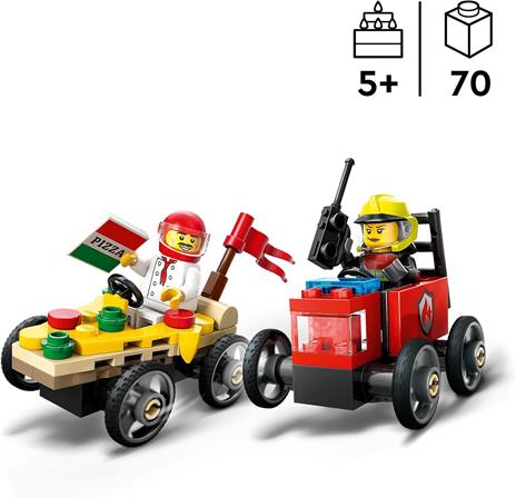LEGO City 60458 Pack Veicoli da Corsa: Pizzaiolo Contro Pompiere, Macchine Giocattolo con 2 Minifigure, Giochi per Bambini 5+ - 2