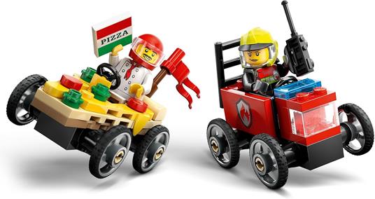 LEGO City 60458 Pack Veicoli da Corsa: Pizzaiolo Contro Pompiere, Macchine Giocattolo con 2 Minifigure, Giochi per Bambini 5+ - 3