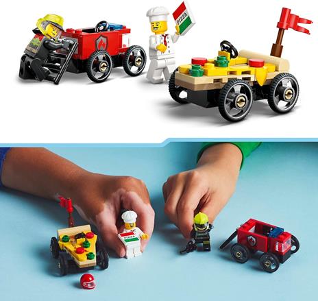 LEGO City 60458 Pack Veicoli da Corsa: Pizzaiolo Contro Pompiere, Macchine Giocattolo con 2 Minifigure, Giochi per Bambini 5+ - 4