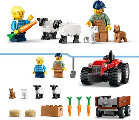 LEGO City 60461 Trattore Agricolo Rosso con Rimorchio e Pecore, Veicolo e Animali Giocattolo, Giochi Montessori Bambini 4+ - 4