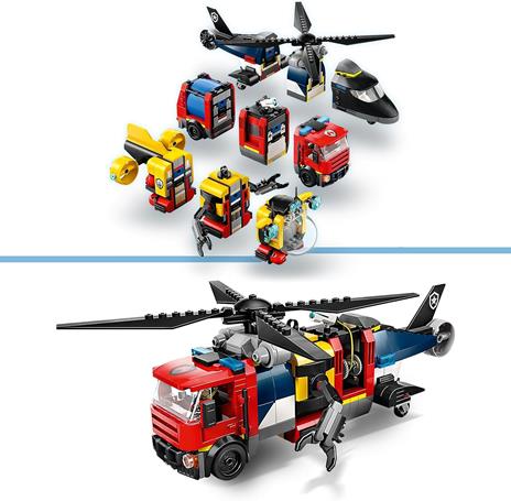 LEGO City 60462 3in1 Elicottero, Autopompa e Sottomarino - Giocattolo Combinabile con 3 Minifigure, Giochi per Bambini 7+ - 3