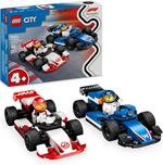LEGO City 60464 Williams Racing e Haas F1, 2 Modelli di Auto con 2 Minifigure, Regalo Bambini4+ Fan delle Macchine Giocattolo
