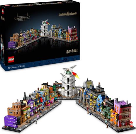 LEGO Harry Potter 76444 Negozi di Magia di Diagon Alley, Kit Modellismo per Adulti in Microscala con Edifici e 12 Personaggi