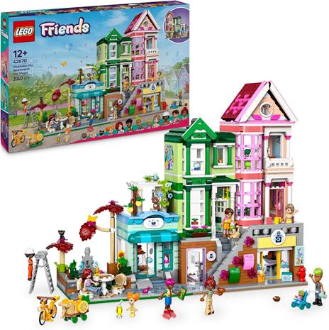 LEGO Friends 42670 Appartamenti e Negozi di Heartlake City, Gioco di Ruolo per Bambine 12+ con 3 Case Giocattolo da Costruire