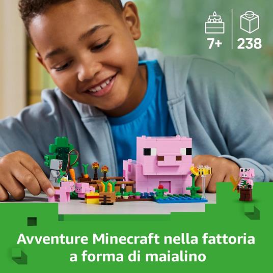 LEGO Minecraft 21268 La Casa del Maialino, Gioco di Ruolo Bambini 7+ con Personaggi, Animali Giocattolo e Fattoria - 2