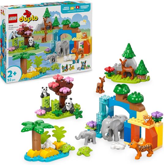 LEGO DUPLO 10446 Famiglie di Animali 3 in 1, Giocattolo con 10 Figure e Scene della Natura, Giochi Educativi per Bambini 2+