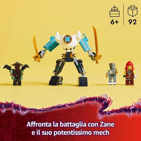 LEGO NINJAGO 71827 Mech da Battaglia di Zane - Figura Giocattolo Ninja Snodabile con 3 Minifigure e Armi, Giochi Bambini 6+ - 2