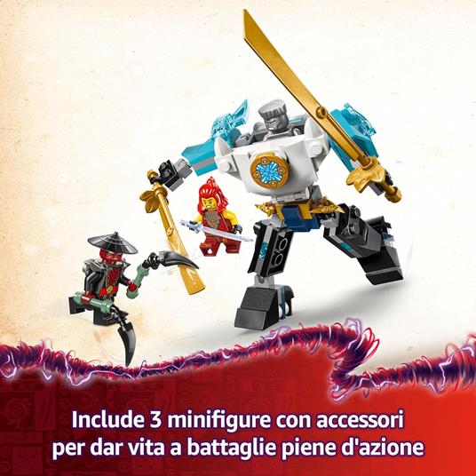 LEGO NINJAGO 71827 Mech da Battaglia di Zane - Figura Giocattolo Ninja Snodabile con 3 Minifigure e Armi, Giochi Bambini 6+ - 4