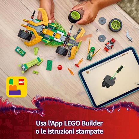 LEGO NINJAGO 71828 Racer Pull-Back di Lloyd - Modello di Auto da Corsa Giocattolo con 2 Minifigure e Armi, Giochi Bambini 7+ - 6