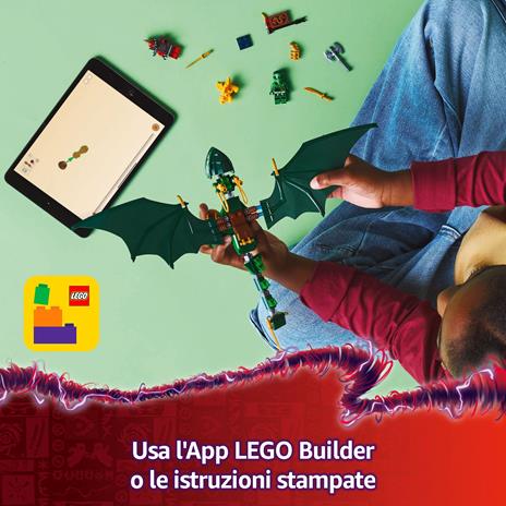 LEGO NINJAGO Drago della Foresta Verde di Lloyd - Giocattolo Snodabile Costruire con 2 Minifigure e Armi, Giochi Bambini 6+ - 5