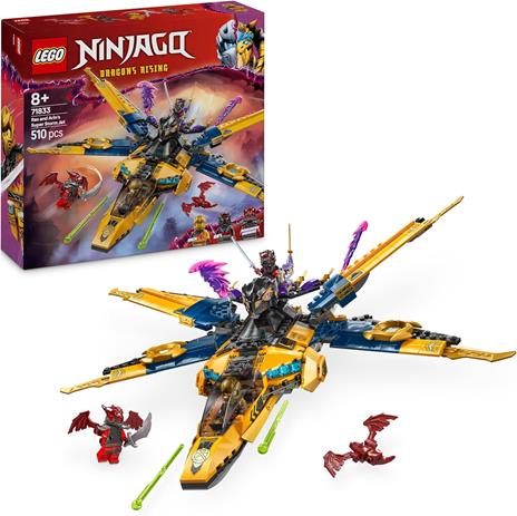 LEGO NINJAGO 71833 Jet Super Storm di Ras e Arin - Aereo Giocattolo con Drone e Capsula di Salvataggio, Giochi per Bambini 8+