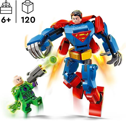 LEGO DC 76302 Mech di Superman Contro Lex Luthor - Action Figure Giocattolo del Supereroe con 2 Minifigure, Giochi Bambini 6+ - 2