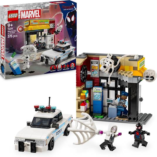 LEGO Marvel 76311 Spider-Verse: Miles Morales Contro la Macchia, Edificio e Macchina Giocattolo Costruire, Giochi Bambini9+
