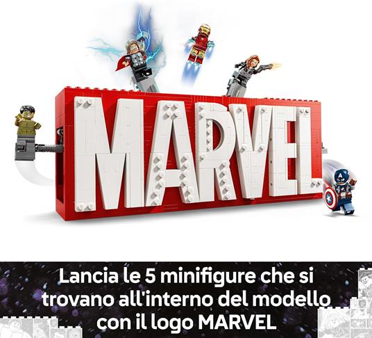 LEGO 76313 Logo e Minifigure MARVEL con Supereroi di Hulk, Thor, Iron Man, Black Widow e Captain America, Giochi Bambini 12+ - 3