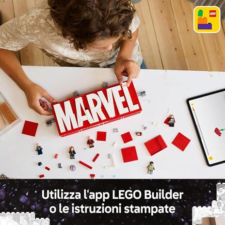 LEGO 76313 Logo e Minifigure MARVEL con Supereroi di Hulk, Thor, Iron Man, Black Widow e Captain America, Giochi Bambini 12+ - 6