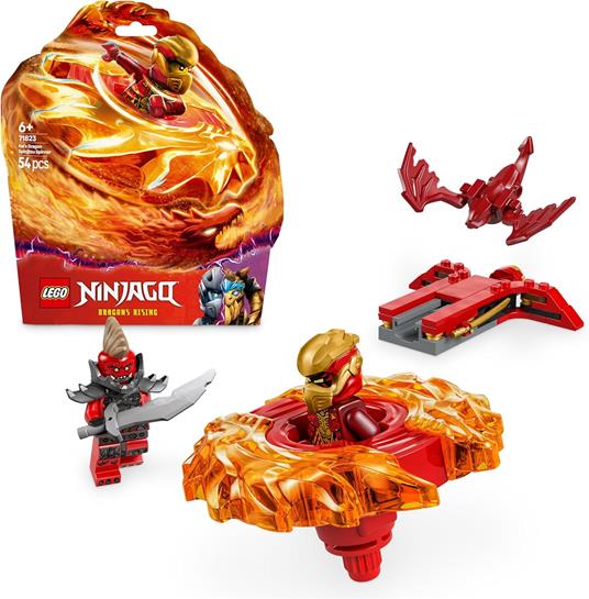 LEGO NINJAGO 71823 Spinner del Drago Spinjitzu di Kai - Trottola Giocattolo con 2 Minifigure e Armi, Giochi per Bambini 6+