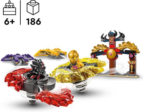 LEGO NINJAGO 71826 Battle Pack Draghi dello Spinjitzu - 2 Trottole Giocattolo, Tempio e 2 Minifigure, Giochi per Bambini 6+ - 2