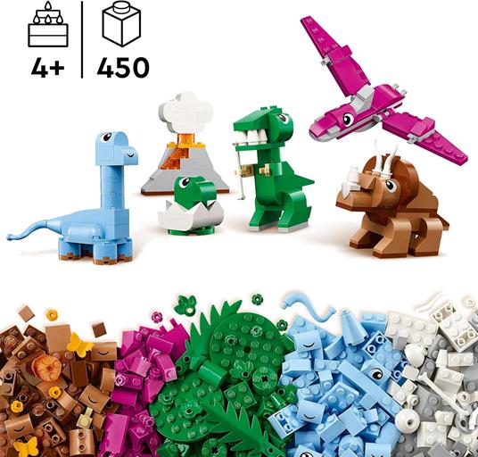 LEGO Classic 11041 Dinosauri Creativi, Giochi Bambini 5+, Colorati Animali Giocattolo da Costruire come T. Rex e Triceratopo - 2