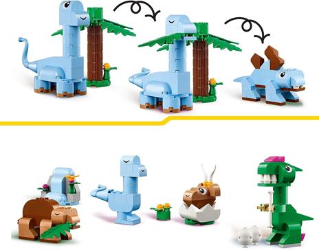 LEGO Classic 11041 Dinosauri Creativi, Giochi Bambini 5+, Colorati Animali Giocattolo da Costruire come T. Rex e Triceratopo - 3