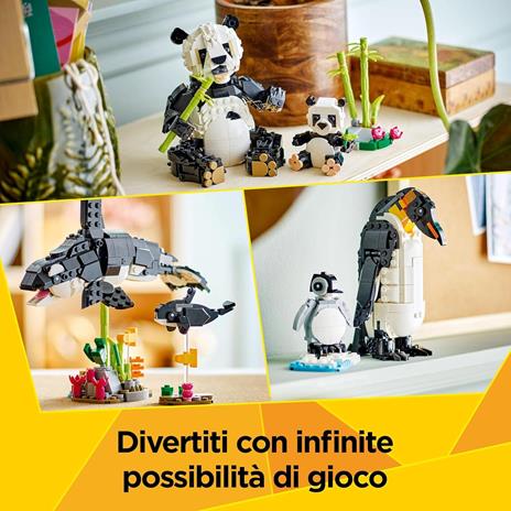 LEGO Creator 3 in 1 31165 Animali Selvatici: Famiglia di Panda Giocattolo, Si Trasforma in Pinguino e Orca, Giochi Bambini 8+ - 3