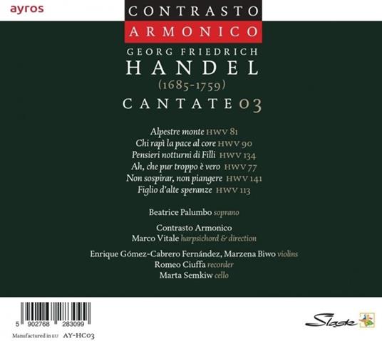 Handel Cantate 03 - CD Audio di Contrasto Armonico - Marco Vitale - 2