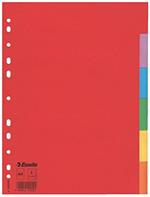 Esselte Divisori per Raccoglitori con 6 Tasti, Formato A4, Rosso/Multicolore, Cartoncino Robusto Riciclato, 100200