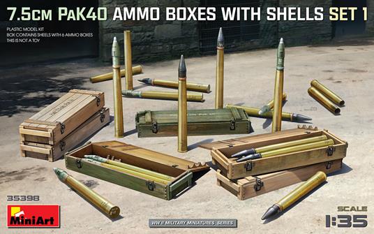 Miniart: 1/35 7.5Cm Pak 40 Ammo Boxes With Shells Set 1 (3/23) *