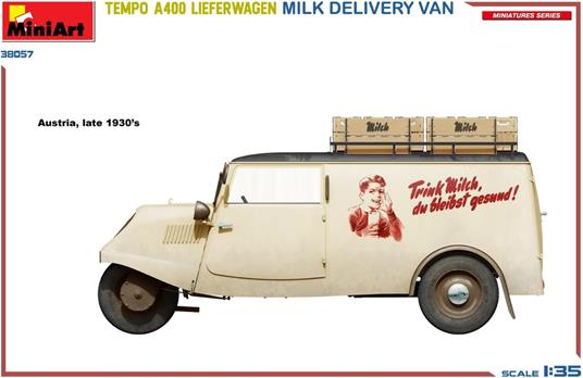 Tempo A400 Lieferwagen. Milk Delivery Van modello con un alto livello di dettaglio - 4