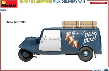 Tempo A400 Lieferwagen. Milk Delivery Van modello con un alto livello di dettaglio - 5