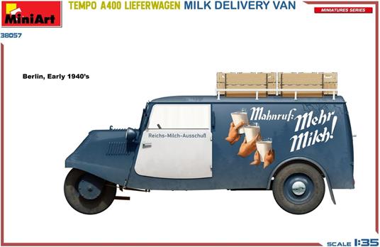 Tempo A400 Lieferwagen. Milk Delivery Van modello con un alto livello di dettaglio - 5