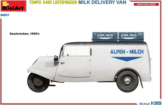Tempo A400 Lieferwagen. Milk Delivery Van modello con un alto livello di dettaglio - 6