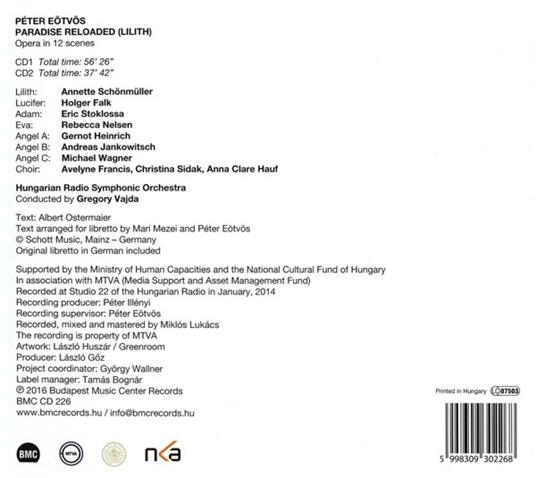 Paradise Reloaded (Lilith) - CD Audio di Peter Eötvös - 2