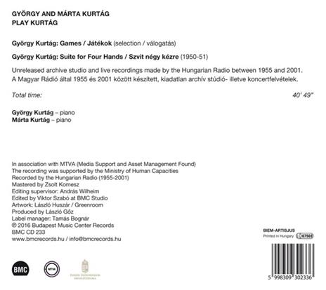 Gyorgy and Marta Kurtag Play Kurtag - CD Audio di György Kurtag - 2