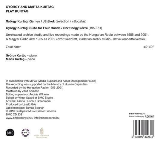 Gyorgy and Marta Kurtag Play Kurtag - CD Audio di György Kurtag - 2