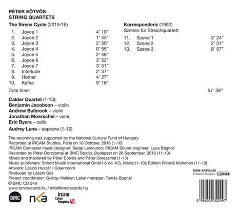 The Sirens Cycle / Korrespondenz - CD Audio di Peter Eötvös - 2