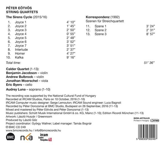 The Sirens Cycle / Korrespondenz - CD Audio di Peter Eötvös - 2
