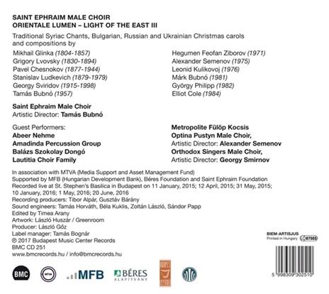 Orientale Lumen III - CD Audio di Saint Ephraim Male Choir - 2