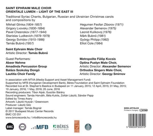 Orientale Lumen III - CD Audio di Saint Ephraim Male Choir - 2