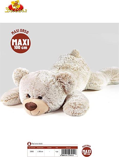 Orso Peluche Gigante Orso Peluche Steso 100 cm Orso Peluche gigante San Valentino Orso Peluche Gigante Altissima Qualita'' Modelli Assortiti Offerta - 2